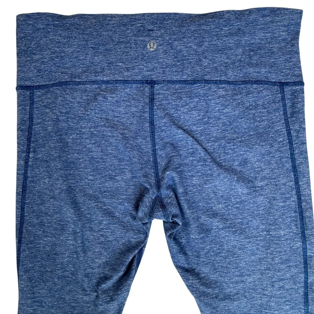 Lululemon Heathered Blue Ruched Leggings Size 12 Yoga Pants Sporty Workout Train